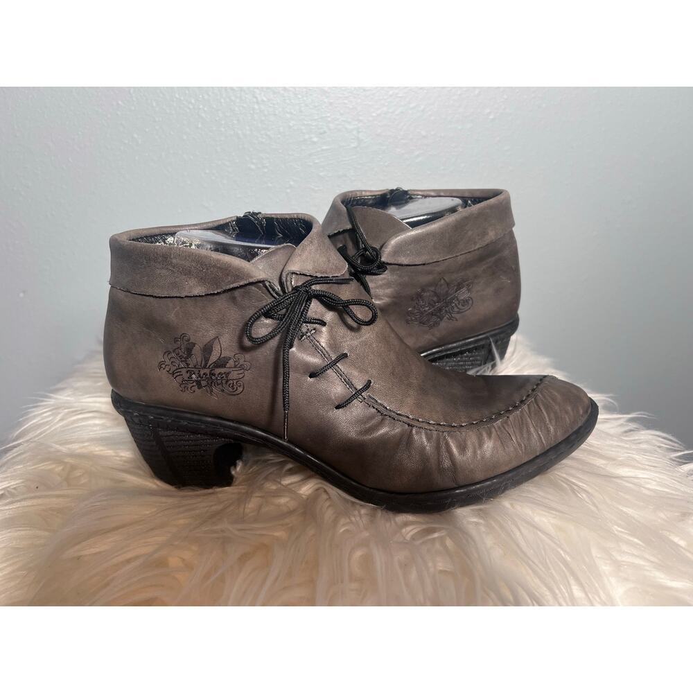 Rieker Rebecca Bootie Sz 41 9.5 Leather Low Heel Ankle Boot Western Whimsygoth - Picture 2 of 10